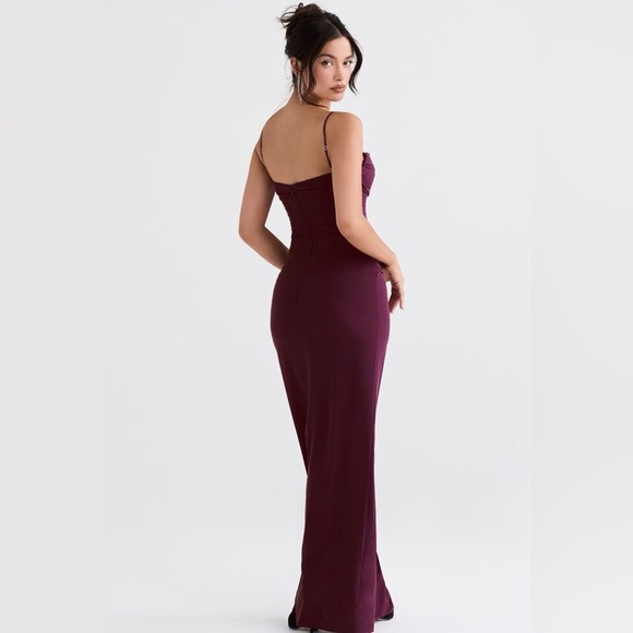 House of CB Lani Merlot Corset Maxi Dress Red - Picture 7 of 16
